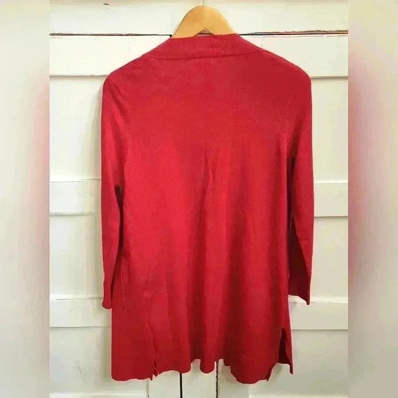 Zenana Outfitters Red Knit Sweater Long Open Cardigan | Medium - Picture 2 of 5